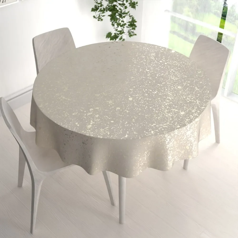 Biante Zamatový okrúhly obrus Isabela IBL-001 Gold Design krémový Ø 120 cm