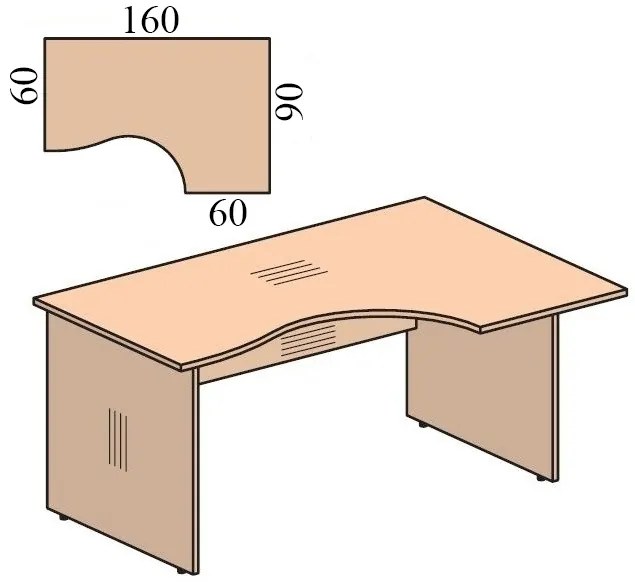 Ergonomický stôl Impress 160 x 90 cm, pravý, hruška