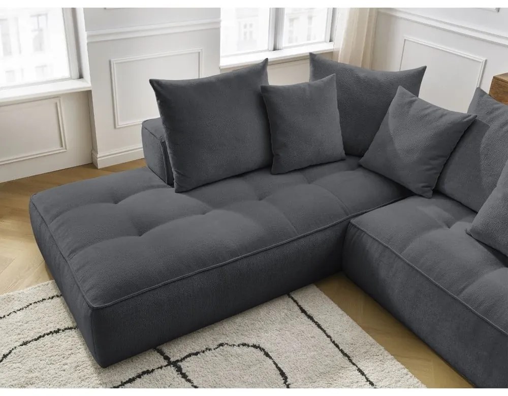 Tmavosivá ženilková rohová pohovka (ľavý roh/do L) Whesley – Bobochic Paris