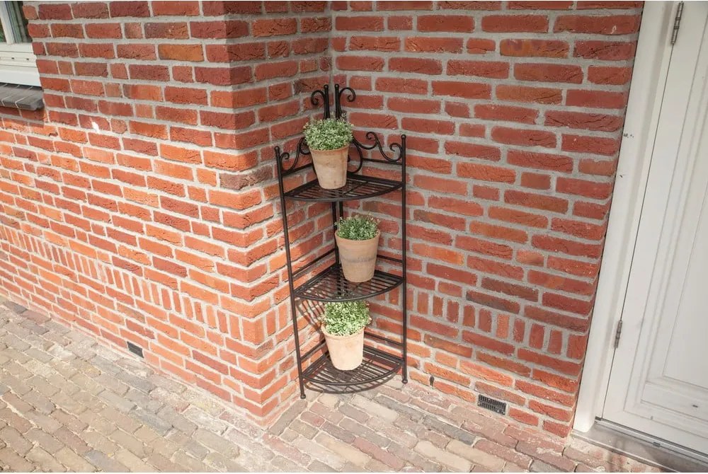 Čierny kovový rohový skladací stojan na kvety Esschert Design