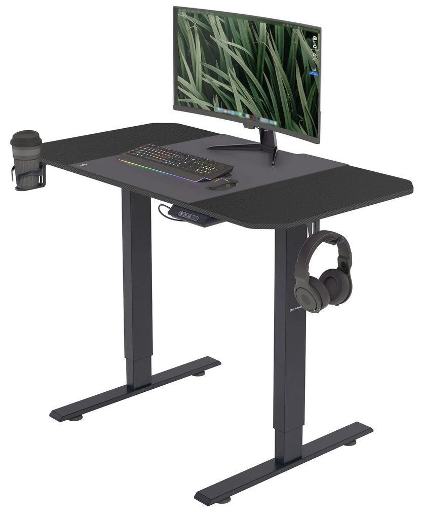 Výškovo nastaviteľný elektrický stôl EGON, 1100 x 720 x 600 mm, čierna