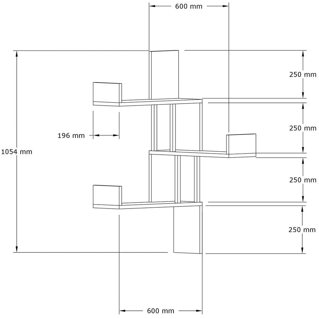 Nástenná rohová polica BOMBE dub safírový