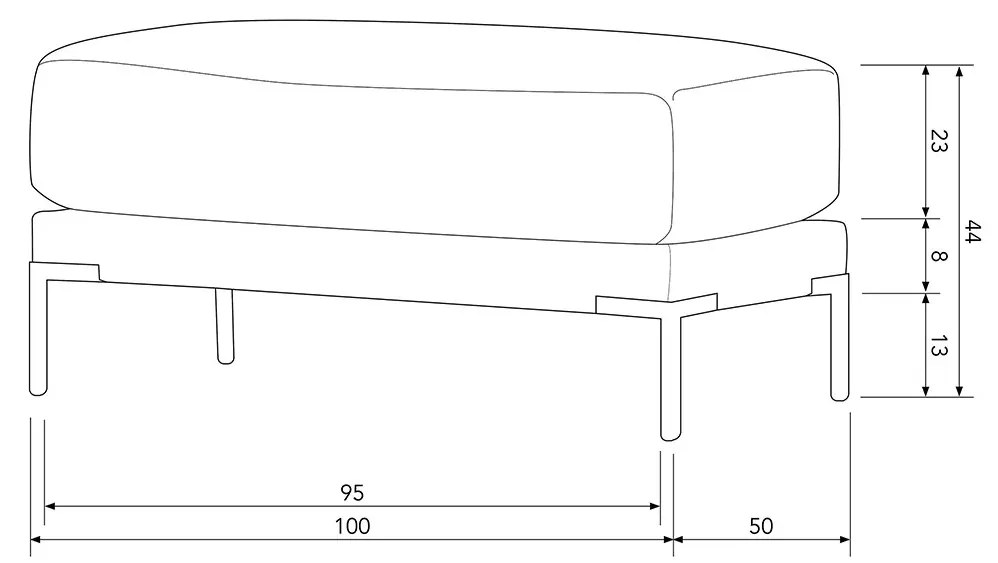 Modulový pouf k pohovke Couple 100 cm 44 × 100 × 100 cm