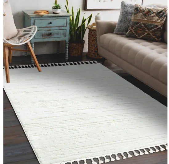 Koberec SEVILLA AC53B pruhy biely, Maroko, Shaggy