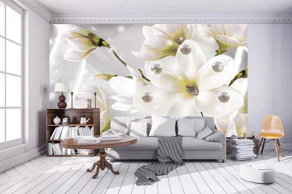 Fototapeta - Perly a kvety (152,5x104 cm)