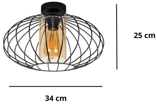 Prisadený luster CORRINI 1xE27/60W/230V pr. 34 cm čierna/béžová