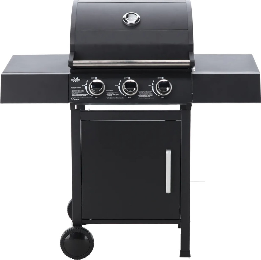 CH Záhradný plynový gril s 3 horákmi 8,1 kW - čierna
