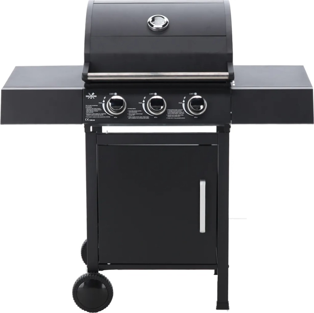 Záhradný plynový gril s 3 horákmi 8,1 kW - čierna