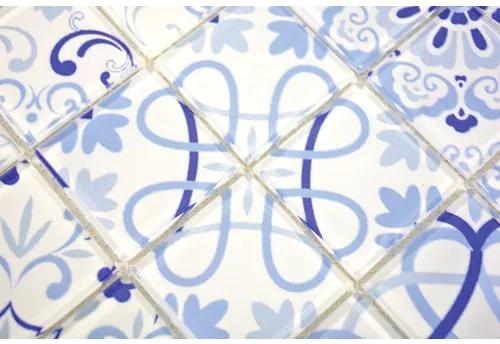 Sklenená mozaika CM Malta Crystal biela/modrá 30x30 cm