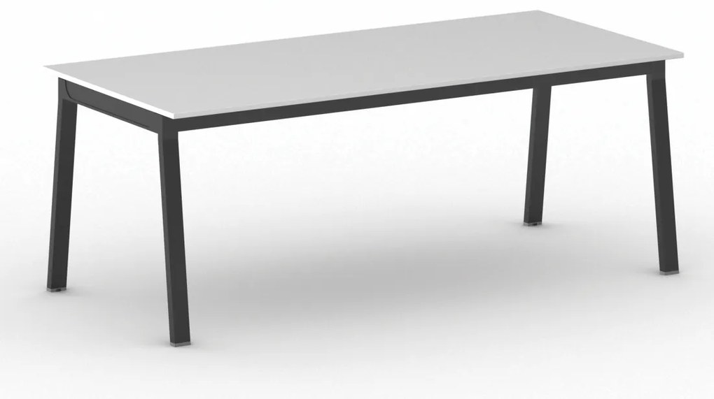 Rokovací kancelársky stôl PRIMO BASIC, 200x90 cm, čierna podnož, biela