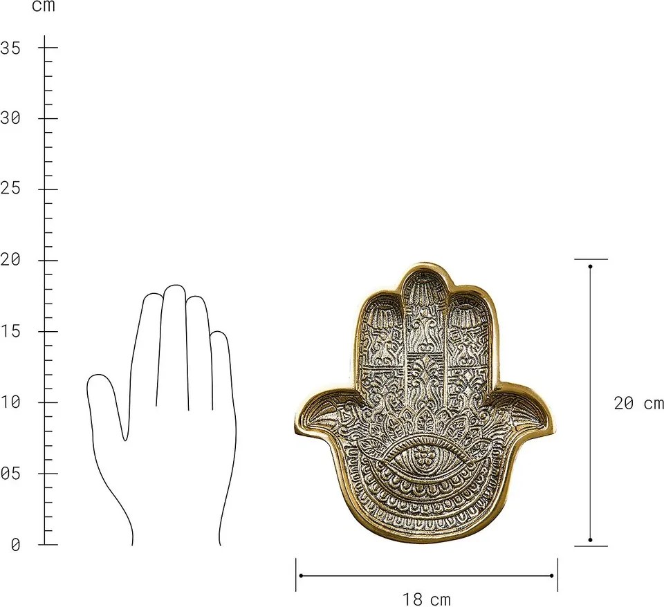 HAMSA Dekoračný podnos 20 cm - zlatá