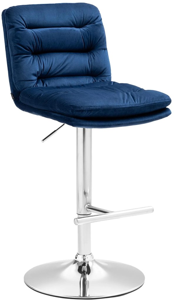 Barová stolička Damar - zamat, chróm rám - modrá