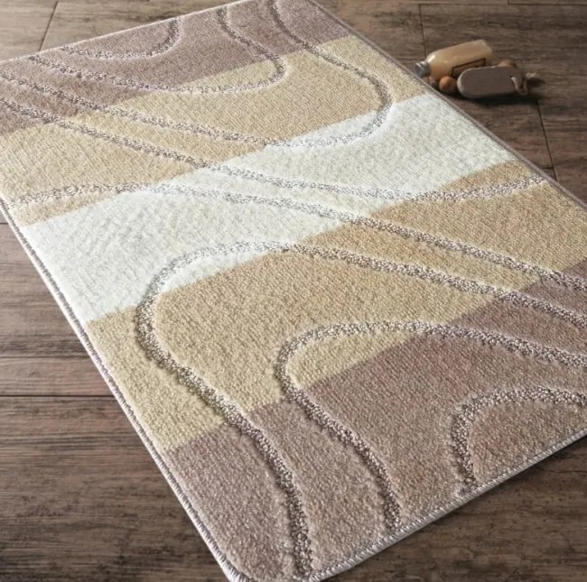 Sada kúpeľňových koberčekov Montana 05 s výrezom - béžová