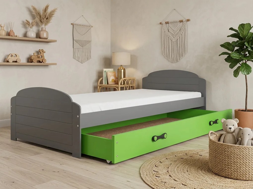 Posteľ LILI 200x90 grafitová - zelená