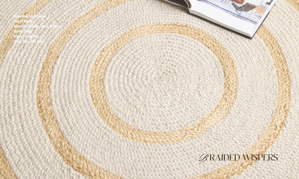 Ručne viazaný kusový koberec Ellara SM 05 Natural kruh, 140x140 (priemer) kruh, béžová, chodba / predsieň, Diamond Carpets India