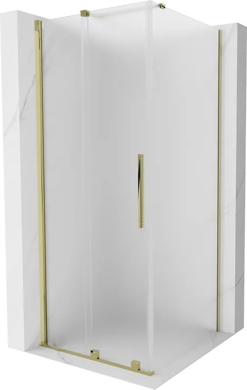 Mexen Velar sprchovací kút posuvný 100 x 100 cm, matované, zlaté - 871-100-100-31-50