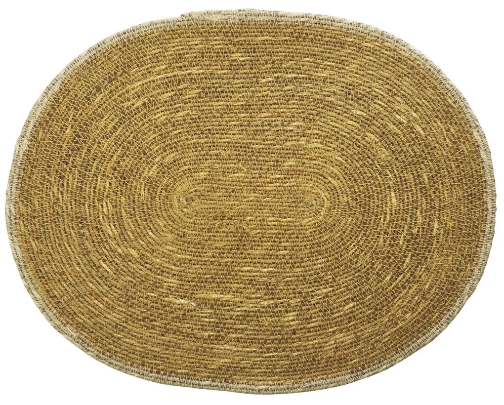 MADAM STOLTZ Prostírání Seagrass Natural Rim – set 2 ks Světle hnědé