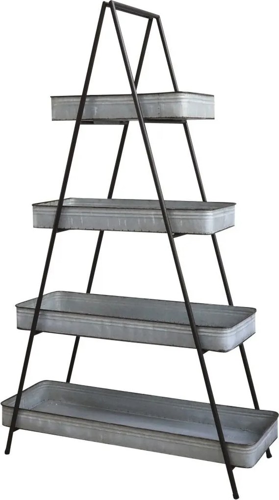 Čierny kovový regál s plechovými boxmi Shelvin - 95*36*160cm