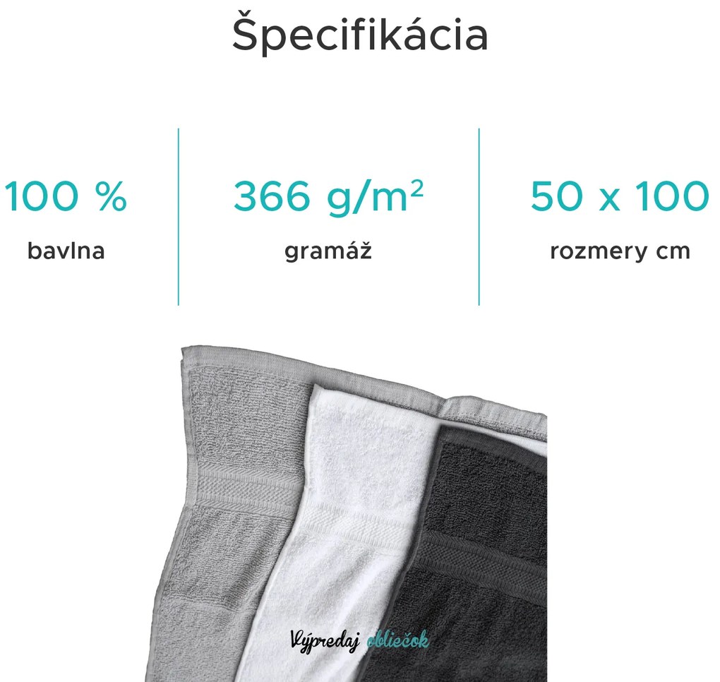 Uterák BIBAZ 50x100 cm, antracitový, 100% bavlna