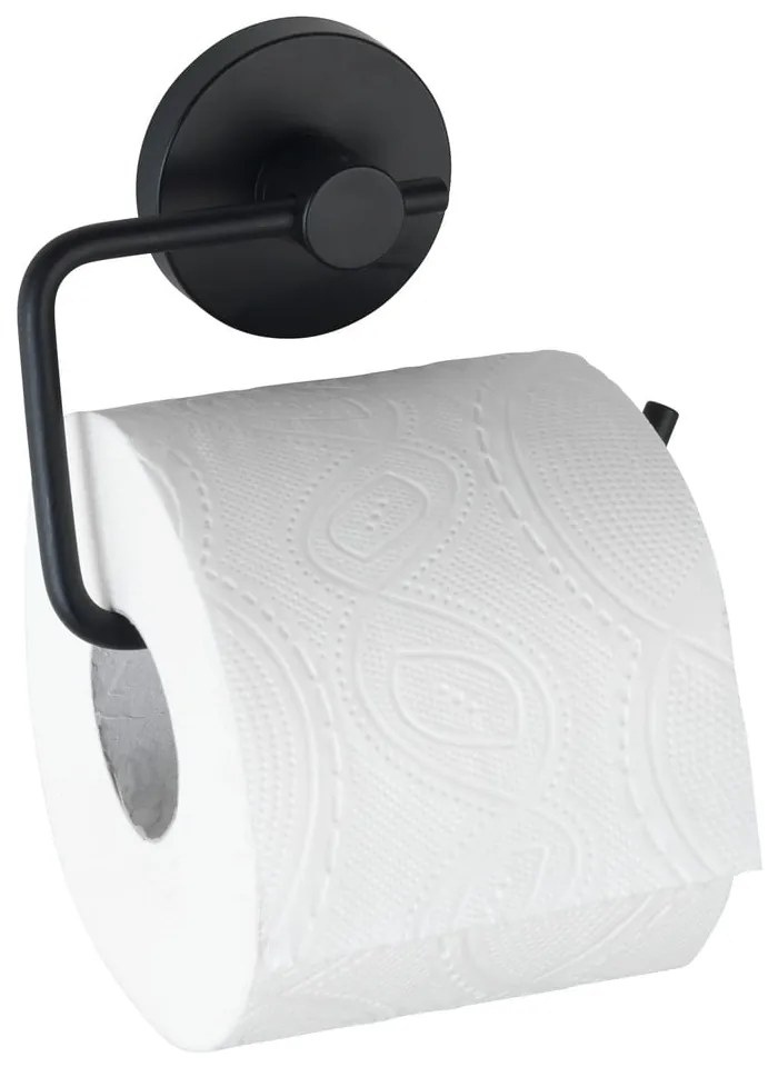 Čierny držiak na toaletný papier Wenko Vacuum-Loc® Milazzo