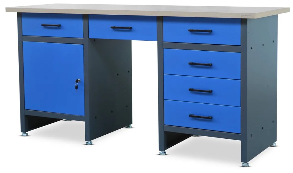 Dielenský stôl so zásuvkami FRANK, 1700 x 850 x 600 mm, antracitovo modrý