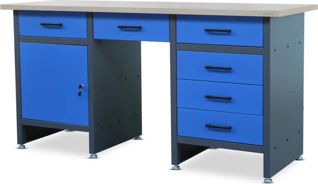 Dielenský stôl so zásuvkami FRANK, 1700 x 850 x 600 mm, antracitovo modrý