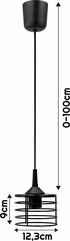 BERGE Lustrová závesná lampa SPRING - čierna - E27