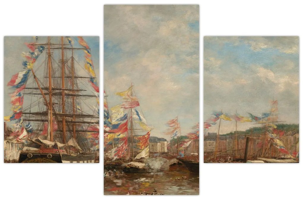 Obraz - Eugène Boudin, Festival in the Harbor of Honfleur, reprodukcia (90x60 cm)