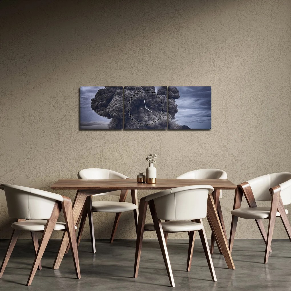 Obraz - Sopečná erupcia (s hodinami) (90x30 cm)