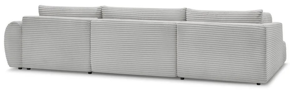 Svetlosivá menčestrová rozkladacia/s úložným priestorom rohová pohovka (ľavý roh/do tvaru "U") Lucien – Bobochic Paris