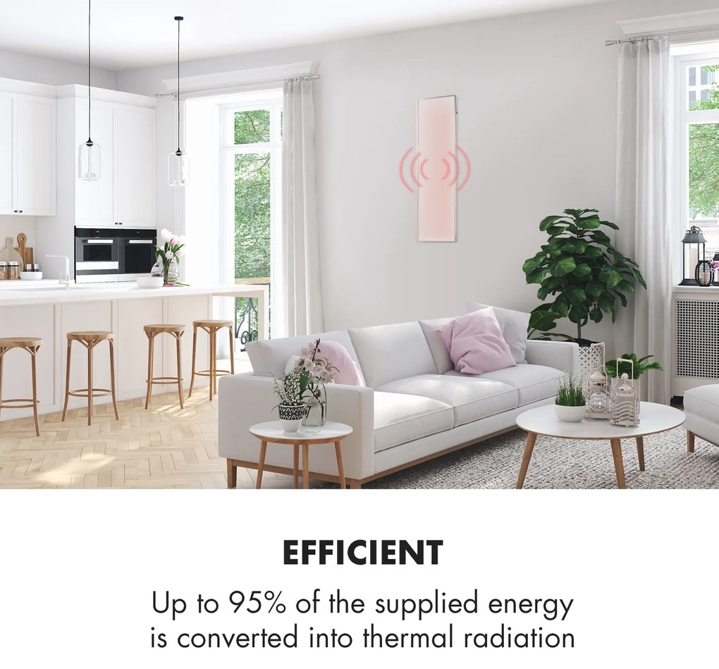 Klarstein Wonderwall 30, infračervený ohrievač, 30 x 100 cm, 300 W, týždenný časovač, IP24