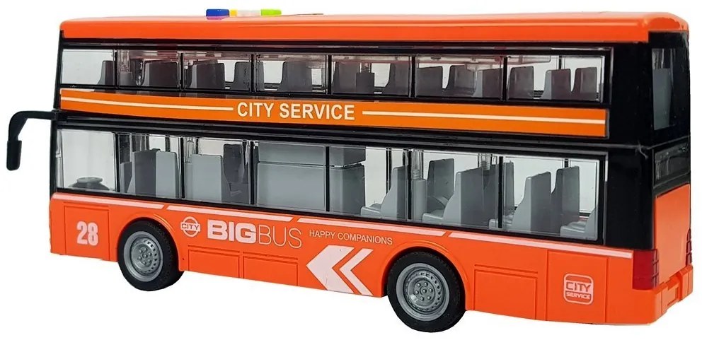LEAN TOYS Poschodový autobus so zvukmi a svetlami oranžový