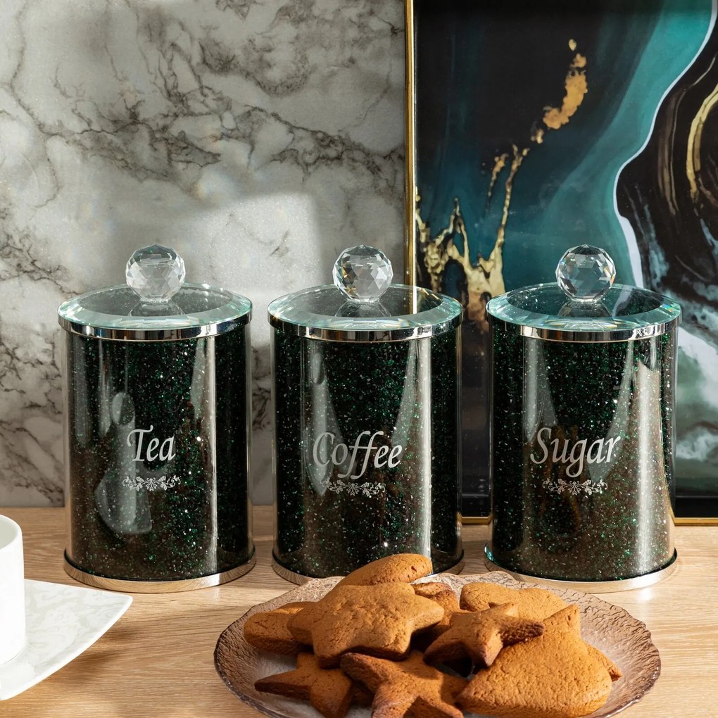 NÁDOBA S KRIŠTÁLIKMI 10X10X17 CM ZELENÁ