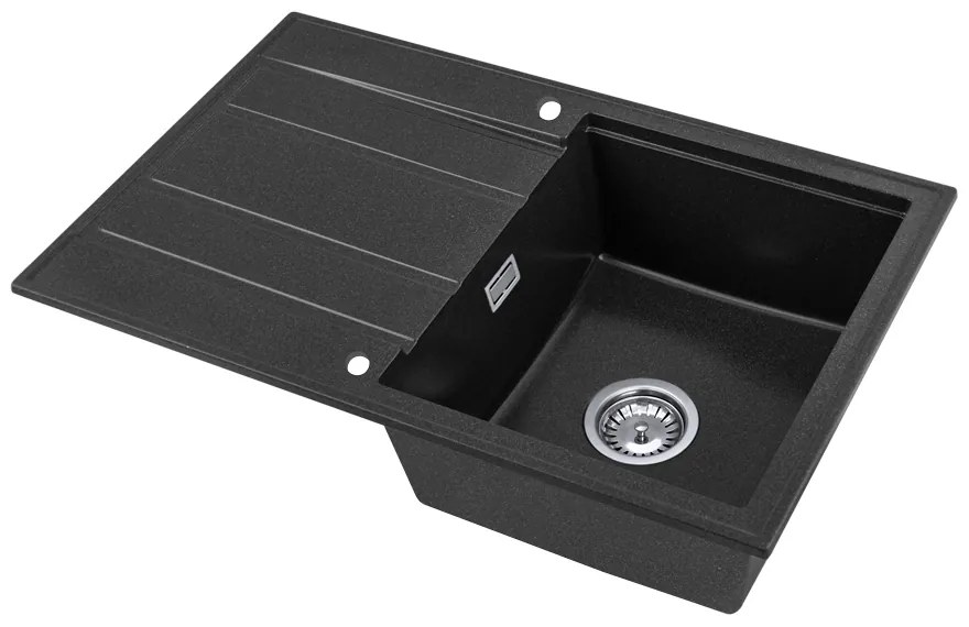 Gamma Modern 8050, 1-komorový granitový drez 790x500x210 mm, čierna škvrnitá, GMA-ZM-8050-BP
