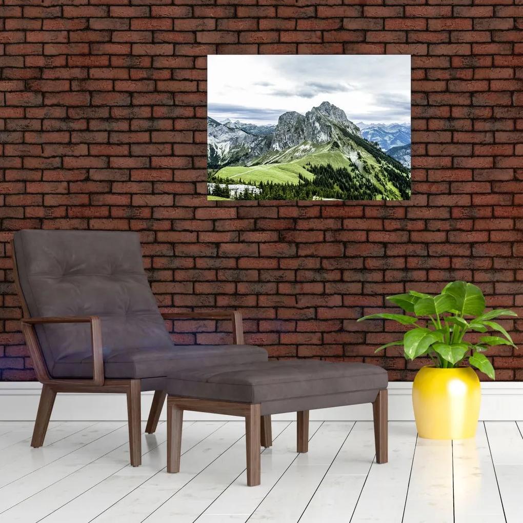 Sklenený obraz - Vrcholy hôr (70x50 cm)
