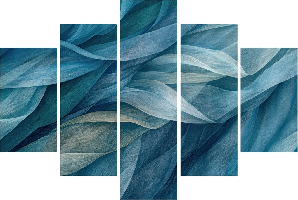 Obraz - Modrobiele vlnky (150x105 cm)