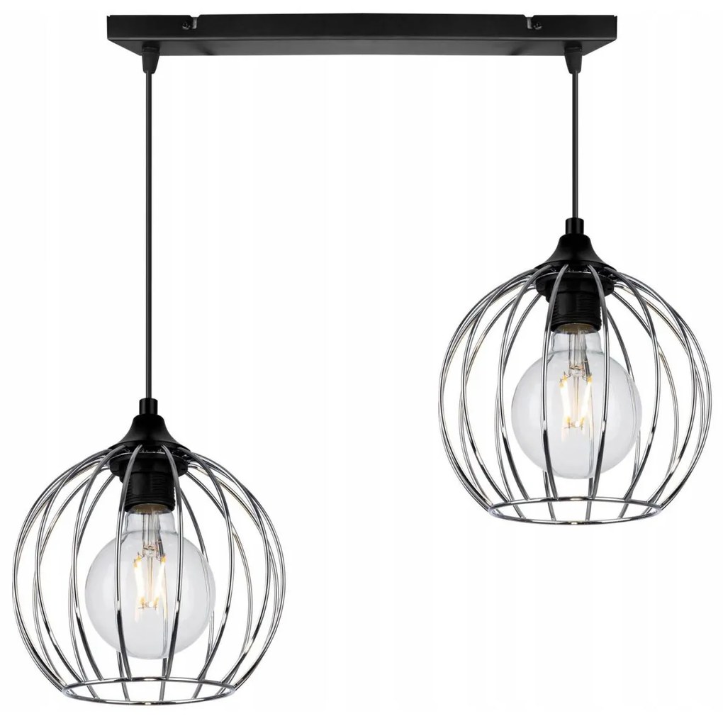 Závesné svietidlo Toronto, 2x chrómové drôtené tienidlo