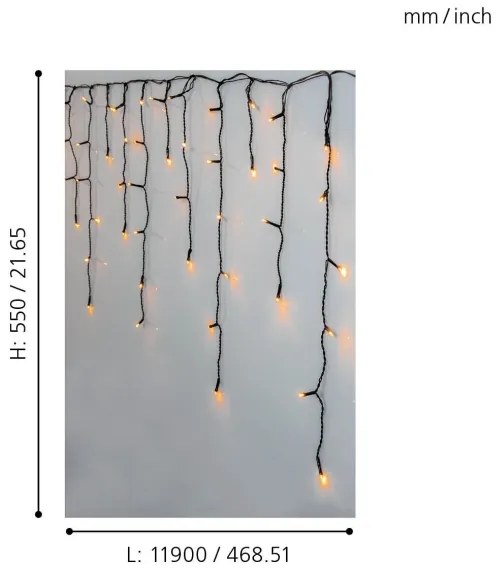 Eglo 410824 - LED vonkajší vianočný reťazec GOLDEN 480xLED/17x0,55m IP44 teplá biela