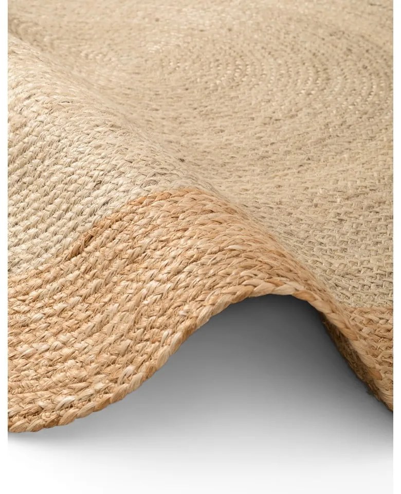 Obojstranný/ručne tkaný jutový okrúhly koberec slonovinový ø 240 cm Jutta Ivory – Hanse Home