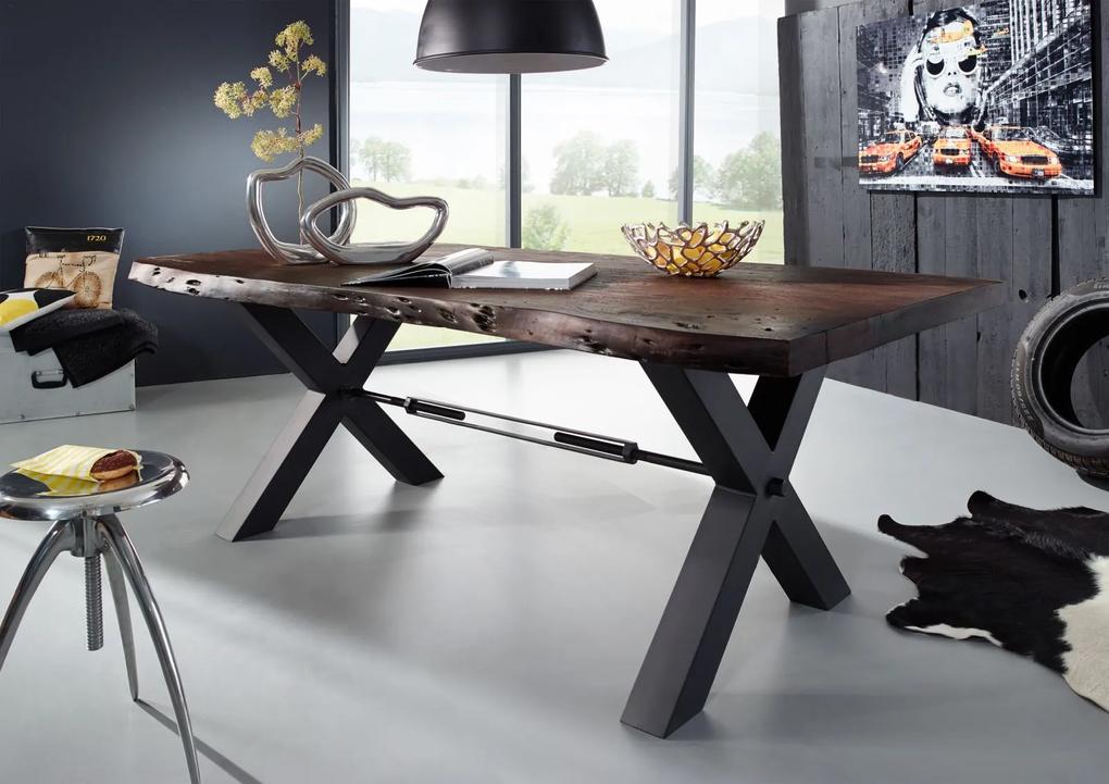 Bighome - DARKNESS Jedálenský stôl 260x110cm - čierne nohy, hnedá, akácia