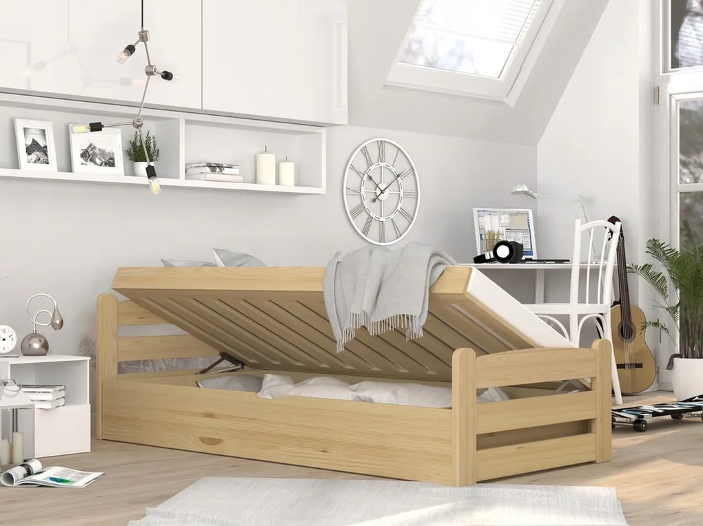 Posteľ s úložným priestorom Dávid 90x200 - masív