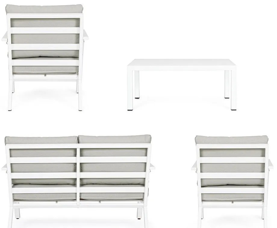 Bielá hliníková záhradná lounge súprava pre 4 Harley – Bizzotto