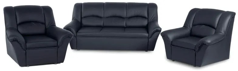 Kožená sedacia súprava DUBAJ LUX 3+1+1, tm. modrá (K-58)