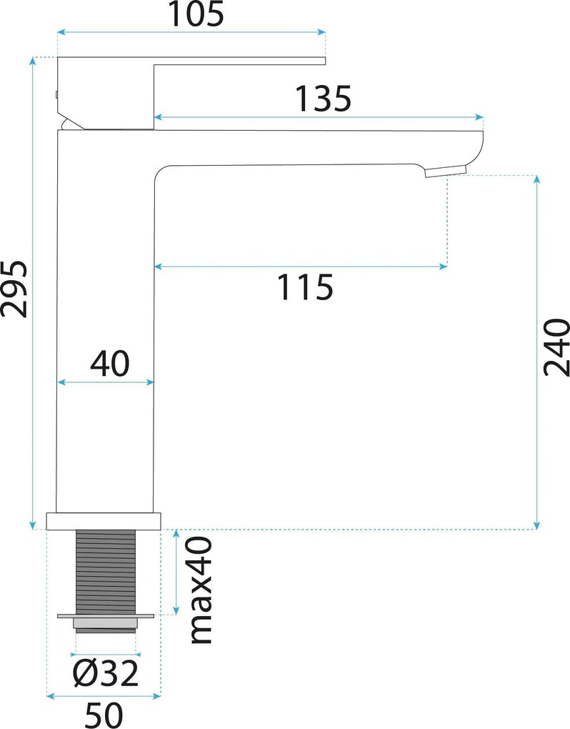 Rea Logan, vysoká umývadlová batéria h-295, medená matná, REA-B6670