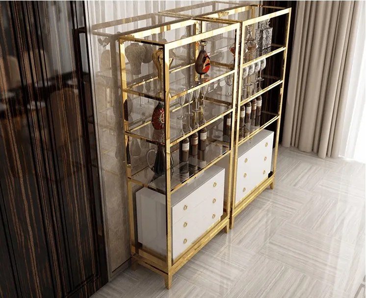 LUXUSNÁ VITRÍNA MARINETTE BIELY LESK + ZLATÁ