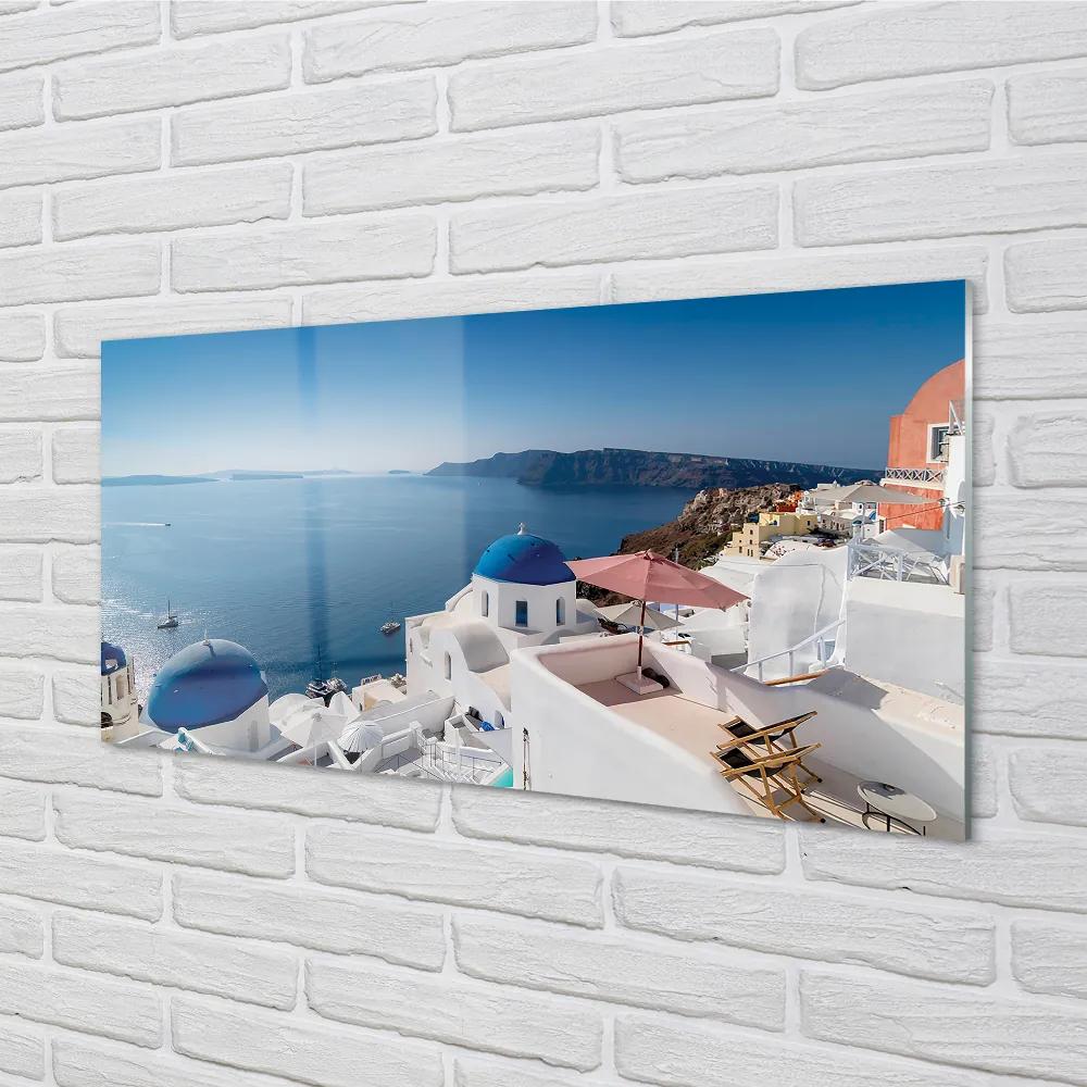 Obraz na akrylátovom skle Grécko sea panorama budov 100x50 cm