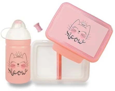 Komplet Zdravá fľaša 0,5 l a Zdravá desiata - Mňau