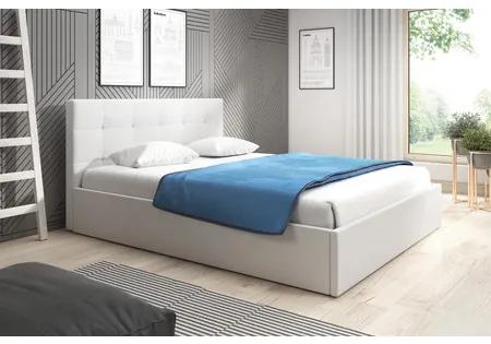 Čalúnená posteľ LAURA rozmer 180x200 cm Biela eko-koža