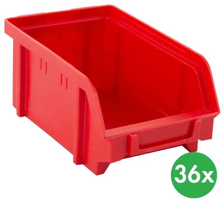 Plastové boxy BASIC typ A, 103 x 166 x 73 mm, 36 ks, červené