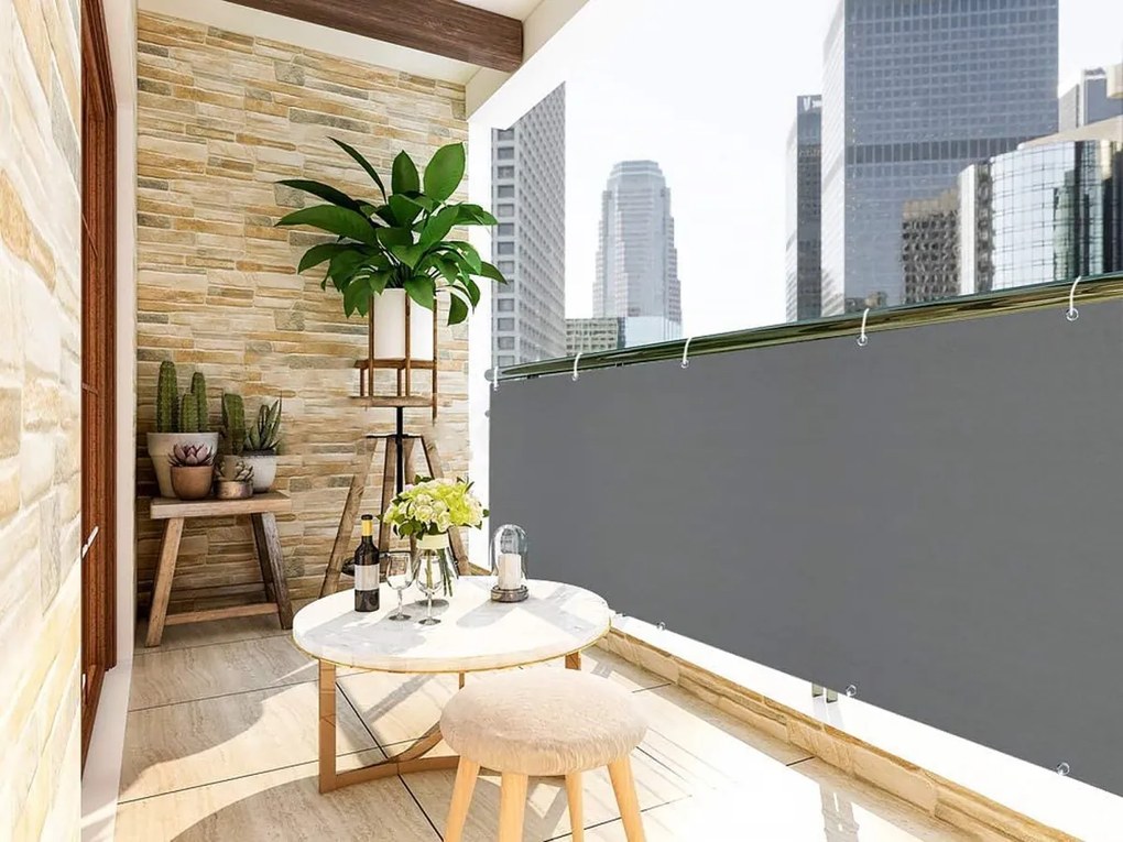 Balkónová zástena sivá 1x5 m PE
